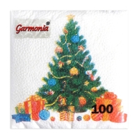 Новый год. Салфетки бумажные Гармония цвета многоцветие "Елка", 24*24 см 100 листов