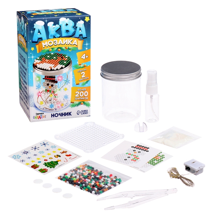 Аквамозаика &laquo;Снежная баночка. Снеговичок&raquo;, ночник, более 200 шариков