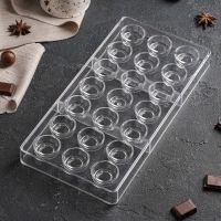 Форма для конфет и шоколада KONFINETTA &laquo;Тоффи. Круг&raquo;, 27,5&times;17,5&times;2,5 см, 21 ячейка 2,5&times;1,5 см, цвет прозрачный