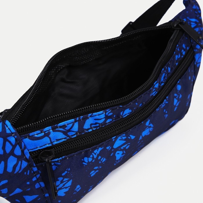 Поясная сумка на молнии, наружный карман, разъем для USB, цвет синий Поясная сумка на молнии, наружный карман, разъем для USB, цвет синий