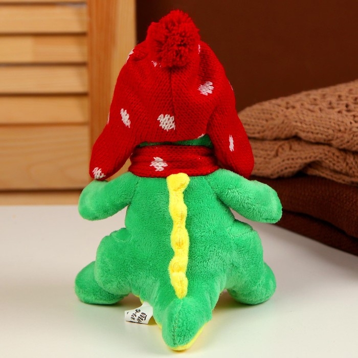 Мягкая игрушка &laquo;Дракоша&raquo;, в красной шапке, 15 см, цвет зелёный