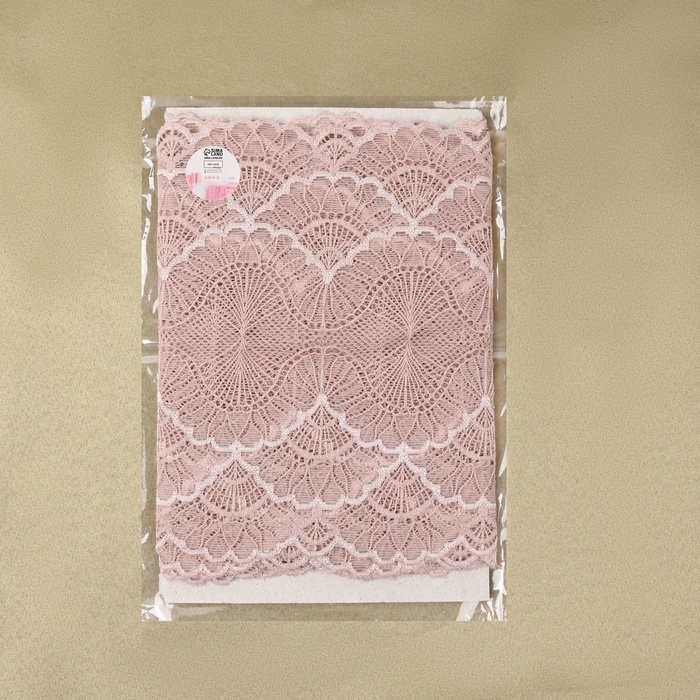 Кружевная эластичная ткань, 180 мм × 2,7 ± 0,5 м, цвет розово-бежевый Кружевная эластичная ткань, 180 мм × 2,7 ± 0,5 м, цвет розово-бежевый