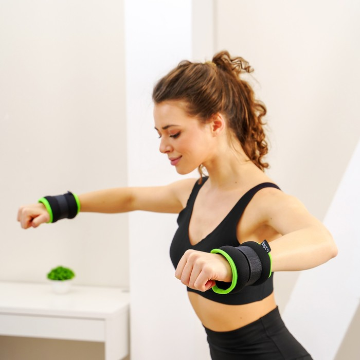 Утяжелители неопреновые ONLYTOP, 2 шт. х 0,25 кг, цвет чёрный/салатовый Утяжелители неопреновые ONLYTOP, 2 шт. х 0,25 кг, цвет чёрный/салатовый