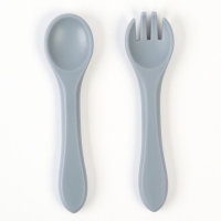 Набор детский столовых приборов, вилка и ложка M&B (силикон), серый Набор детский столовых приборов, вилка и ложка M&B (силикон), серый