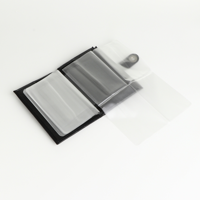 Обложка 2 в 1, для автодокументов и паспорта на магните, цвет чёрный Обложка 2 в 1, для автодокументов и паспорта на магните, цвет чёрный