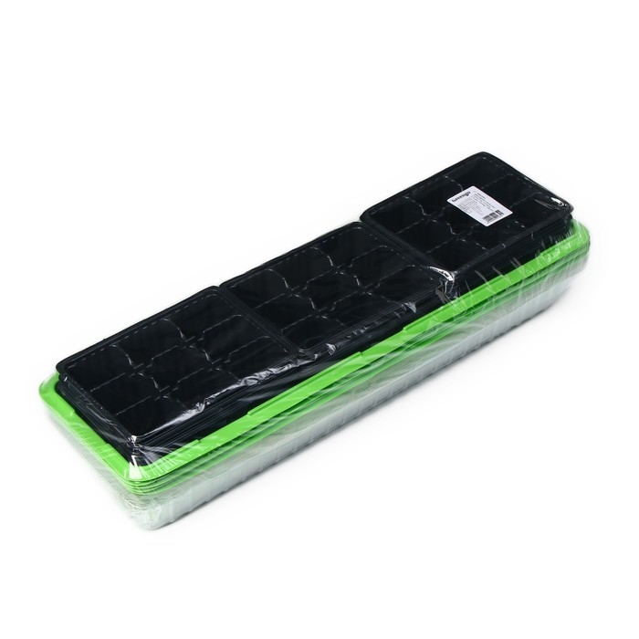 Мини-парник для рассады, 57 &times; 18 &times; 12 см, 3 вставки, 27 ячеек, Greengo