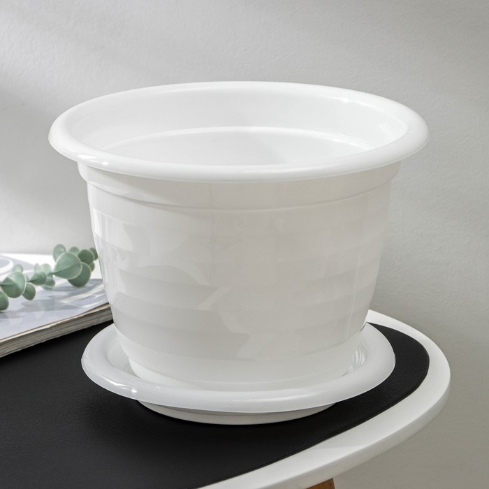 Горшок для цветов с поддоном &laquo;Виола&raquo;, 5 л, пластиковый, цвет белый