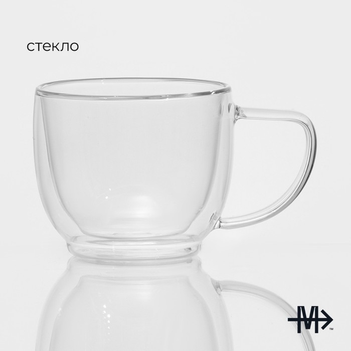 Кружка стеклянная с двойными стенками Magistro &laquo;Дуо&raquo;, 280 мл, 13,5&times;9,5&times;8 см