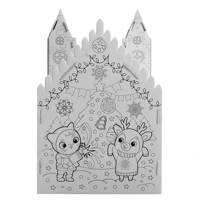 Домик-раскраска 3 в 1 &laquo;Новогодние истории&raquo;, 5 фломастеров, 9 деталей
