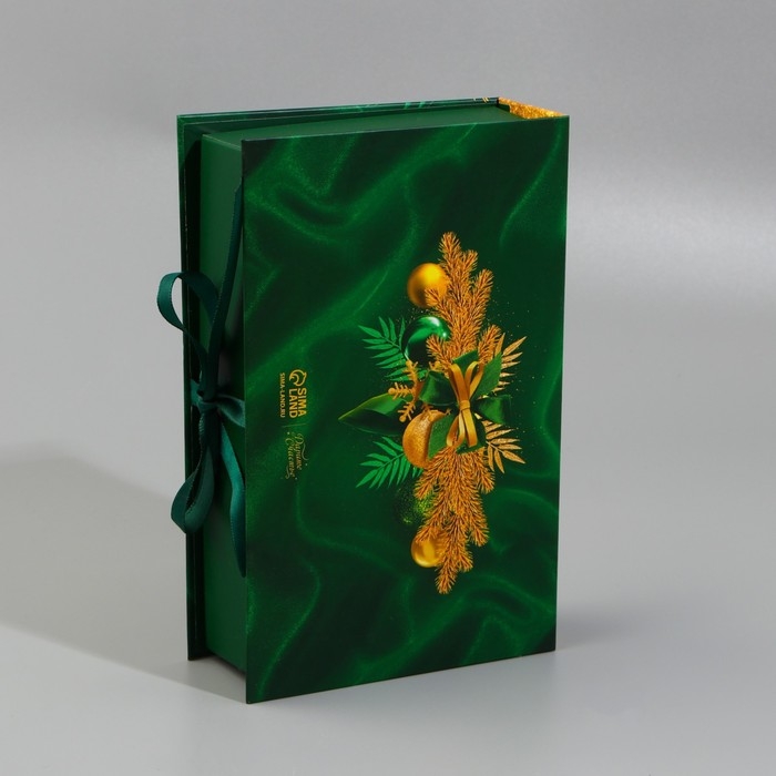 Коробка‒книга &laquo;С Новым Годом!&raquo;, изумрудная, 20 х 12.5 х 5 см, Новый год
