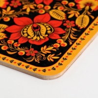 Доска разделочная сувенирная "Хохлома, чёрный фон", 19,5&times;27,5 см