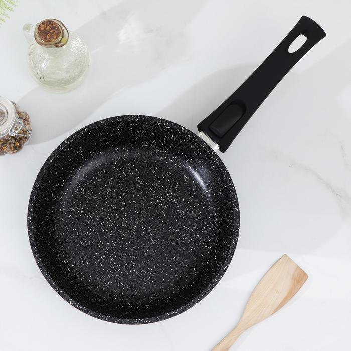 Сковорода Доляна &laquo;Элит&raquo;, d=22 см, съёмная ручка, стеклянная крышка, антипригарное покрытие