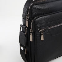 Сумка мужская через плечо TEXTURA, 3 наружных кармана, цвет чёрный