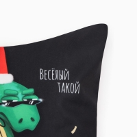 Новый год. Символ года. Змея. Чехол на подушку Этель &laquo;Классный праздник&raquo; 40х40 см, велюр