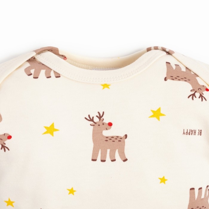 Комплект: джемпер и брюки Крошка Я "Merry Xmas", рост 68-74 см, цвет бежевый