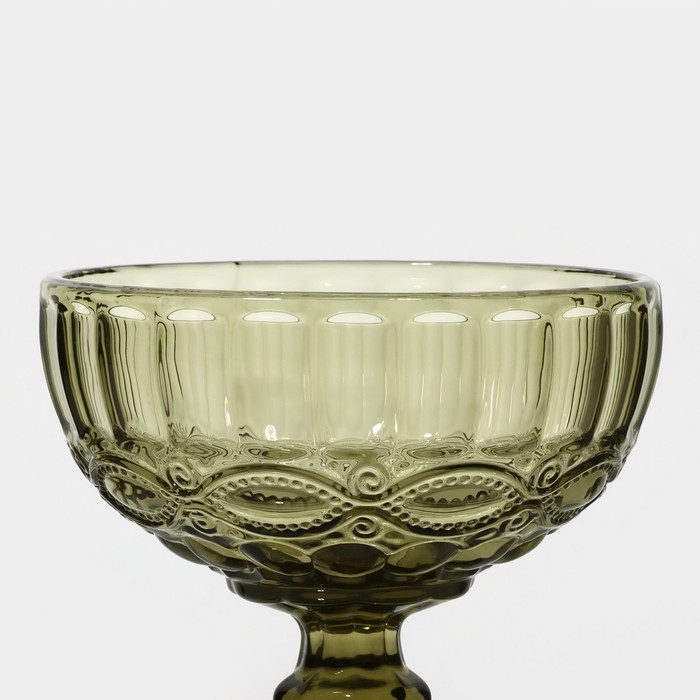 Креманка стеклянная Magistro &laquo;Ла-Манш&raquo;, 350 мл, 12&times;10,5 см, цвет зелёный