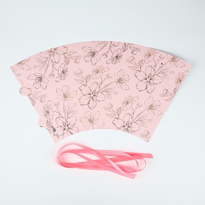 Пакет для цветов конусный круглый складной на лентах &laquo;Цветы&raquo;, 15 х 23.3 х 7.5 см