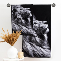 Полотенце махровое Этель ЧБ &laquo;Лев&raquo; 70х130 см