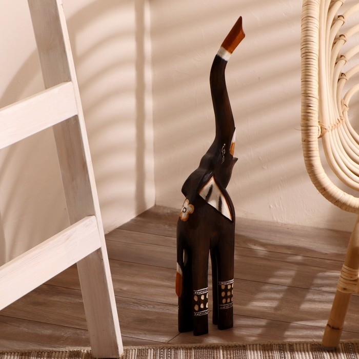 Сувенир дерево "Слон с цветком на спине" 60х15х7 см