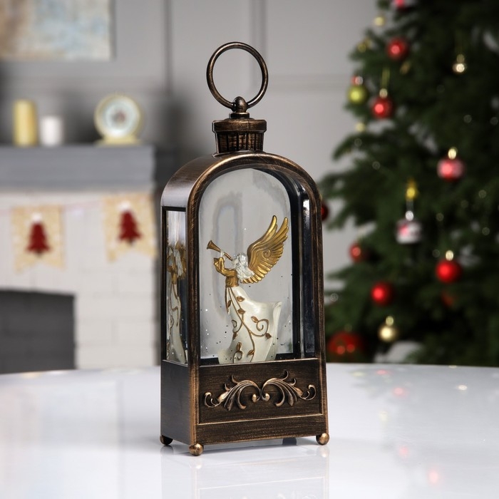 Светодиодная фигура &laquo;Фонарь с ангелом&raquo; 10.2 &times; 23 &times; 5.8 см, пластик, батарейки ААх3 (не в комплекте), USB, свечение тёплое белое