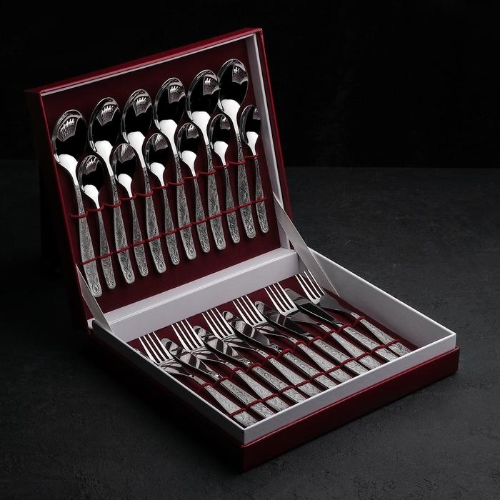 Набор столовый «Уралочка», 24 предмета, толщина 2 мм, декоративная коробка Набор столовый «Уралочка», 24 предмета, толщина 2 мм, декоративная коробка