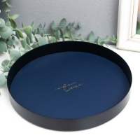 Подставка для мелочей металл, иск.кожа "Круг" чёрно-синяя 20х20х2,5 см Подставка для мелочей металл, иск.кожа "Круг" чёрно-синяя 20х20х2,5 см