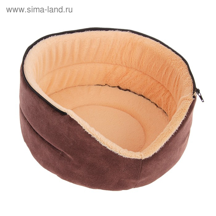 Дом, трансформирующийся в 2 лежанки, 33 х 29 х 29 см, мебельная ткань, коричневый Дом, трансформирующийся в 2 лежанки, 33 х 29 х 29 см, мебельная ткань, коричневый