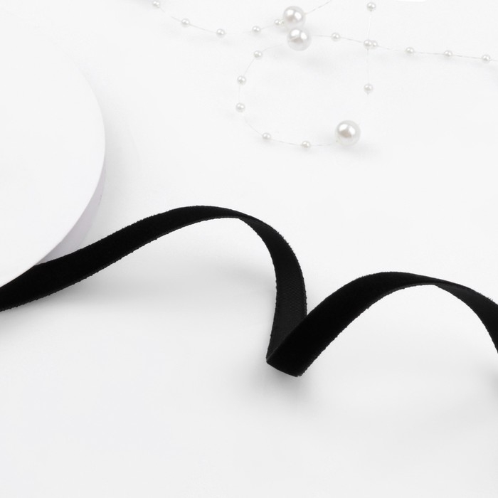 Лента бархатная, 10 мм, 18 ± 1 м, цвет чёрный №03 Лента бархатная, 10 мм, 18 ± 1 м, цвет чёрный №03