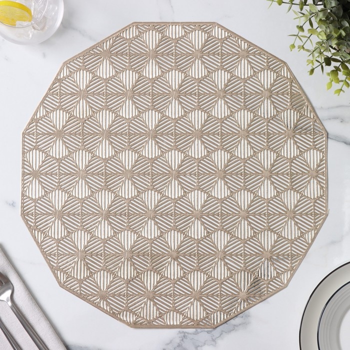 Салфетки сервировочные на стол Доляна &laquo;Гипноз&raquo;, 4 шт, d=38 см, цвет золотой