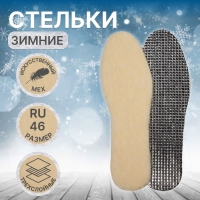 Стельки для обуви, утеплённые, фольгированные, универсальные, р-р RU до 46 (р-р Пр-ля до 45), 29 см, пара, цвет бежевый/серый Стельки для обуви, утеплённые, фольгированные, универсальные, р-р RU до 46 (р-р Пр-ля до 45), 29 см, пара, цвет бежевый/серый