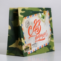 Пакет подарочный ламинированный горизонтальный, упаковка, &laquo;Письмо защитнику&raquo;, MS 23 х 18 х 8 см