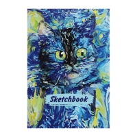 Скетчбук А5, 40 листов на склейке по короткой стороне "Звёздный кот", обложка мелованный картон, блок 100 г/м² Скетчбук А5, 40 листов на склейке по короткой стороне "Звёздный кот", обложка мелованный картон, блок 100 г/м²