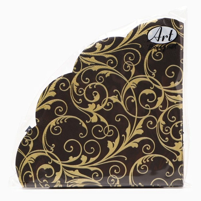 Новогодние салфетки бумажные Art Bouquet Rondo &laquo;Очарование на черном&raquo;, 3 слоя, d 32 см., 12 шт.