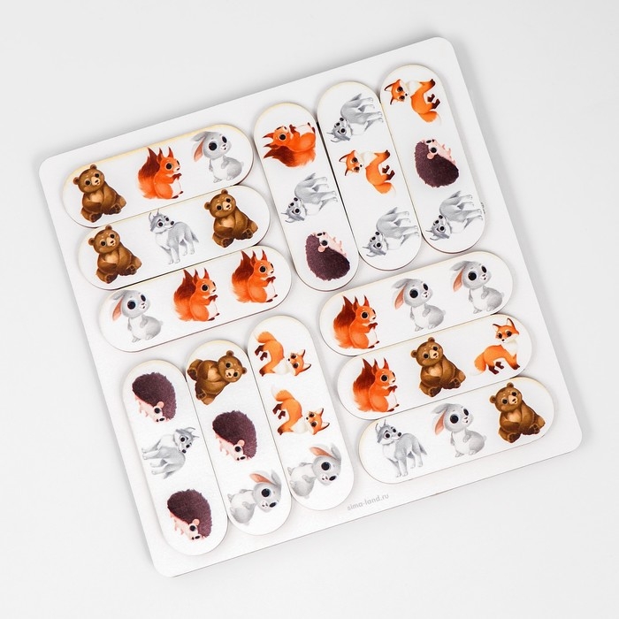 Головоломка &laquo;Найди ряд&raquo;, лесные жители