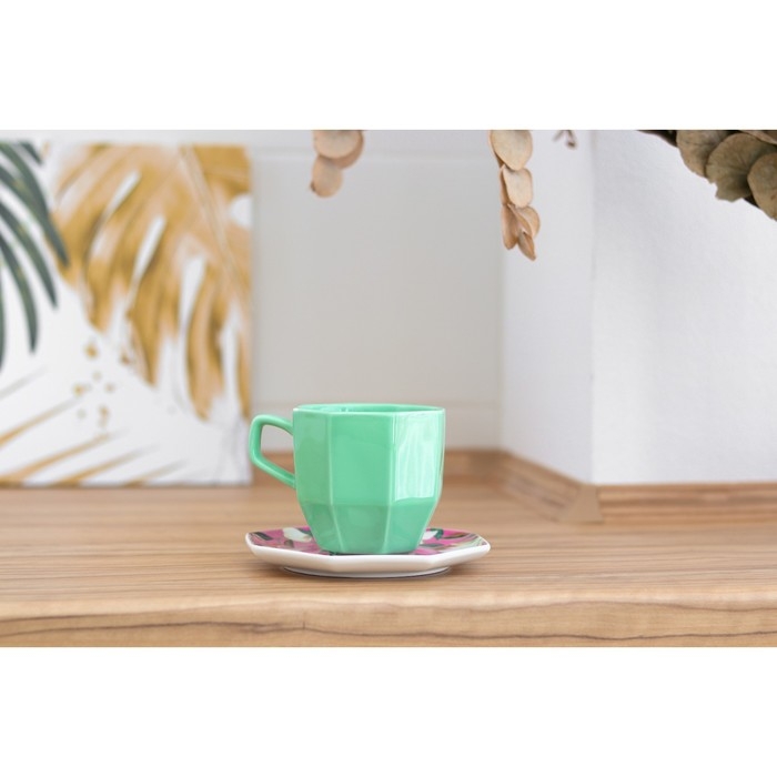 Чайная пара «Цветы», кружка 200 мл, блюдце 13 см Чайная пара «Цветы», кружка 200 мл, блюдце 13 см