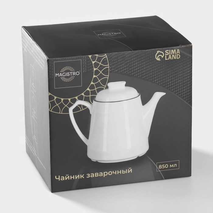 Чайник фарфоровый заварочный Magistro &laquo;Морской бриз&raquo;, 850 мл, цвет белый
