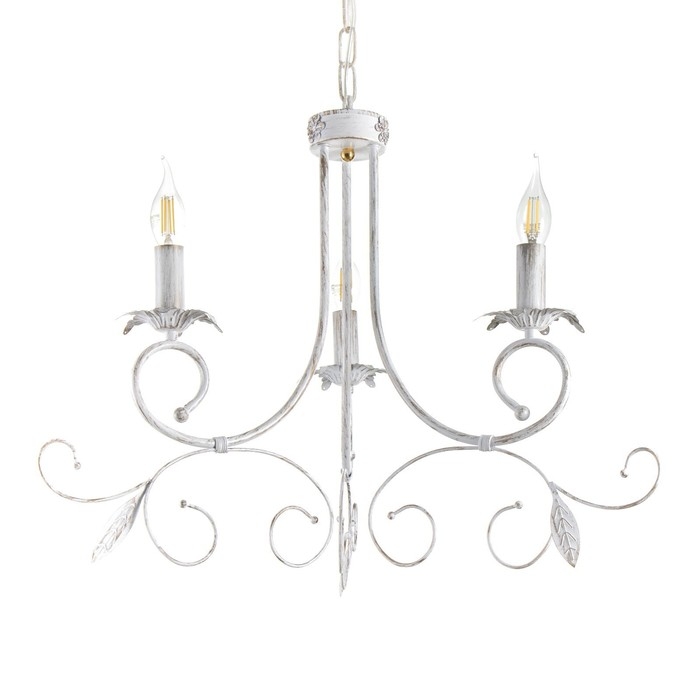 Люстра Люстра "Айрис" 3xE14 40Вт белый с золотой патиной 66х66х46-105 см BayerLux