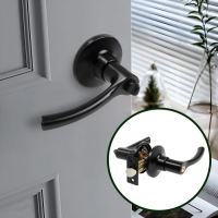 Защелка (мод.3186), межкомнатная, фиксатор, 3 ключа, цвет матовый черный Защелка (мод.3186), межкомнатная, фиксатор, 3 ключа, цвет матовый черный