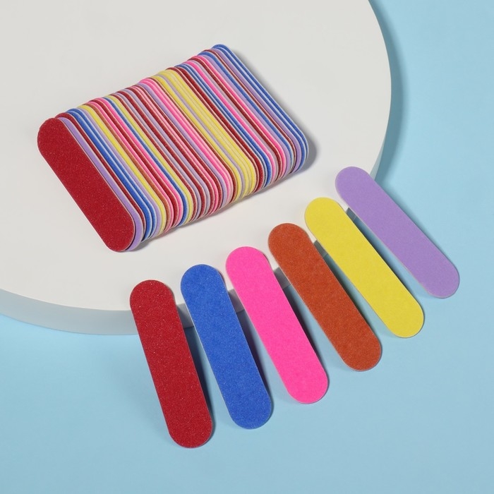 Пилка - наждак, абразивность 150, 6 см, набор 50 шт, разноцветные Пилка - наждак, абразивность 150, 6 см, набор 50 шт, разноцветные