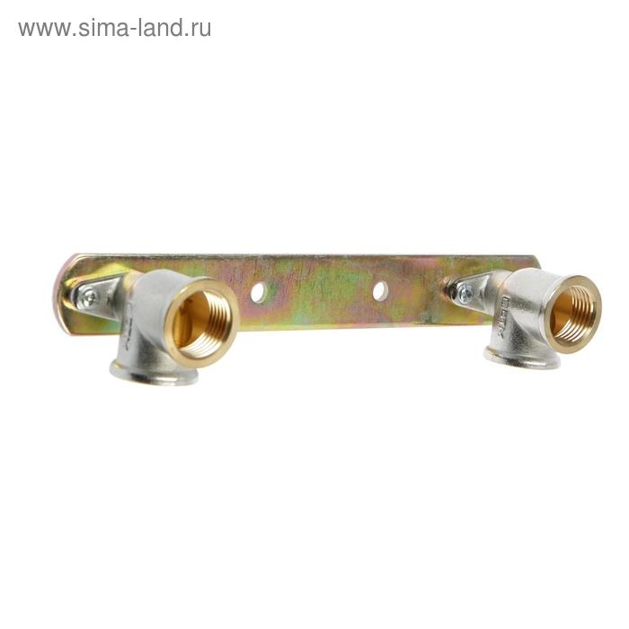 Угольник "CTM", 1/2", внутренняя резьба, на планке, для крепления смесителя, латунь