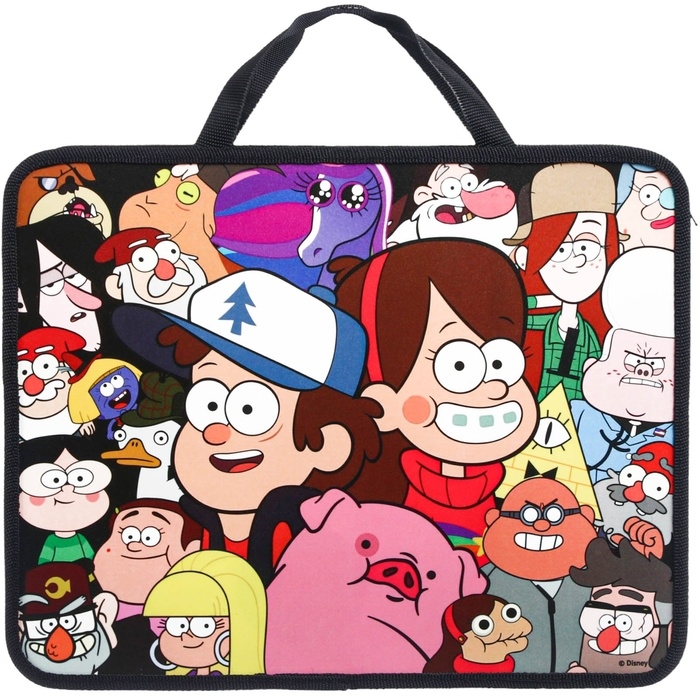 Папка пластиковая с ручками А4, на молнии, 75х330х260 мм, Гравити Фолз Папка пластиковая с ручками А4, на молнии, 75х330х260 мм, Гравити Фолз