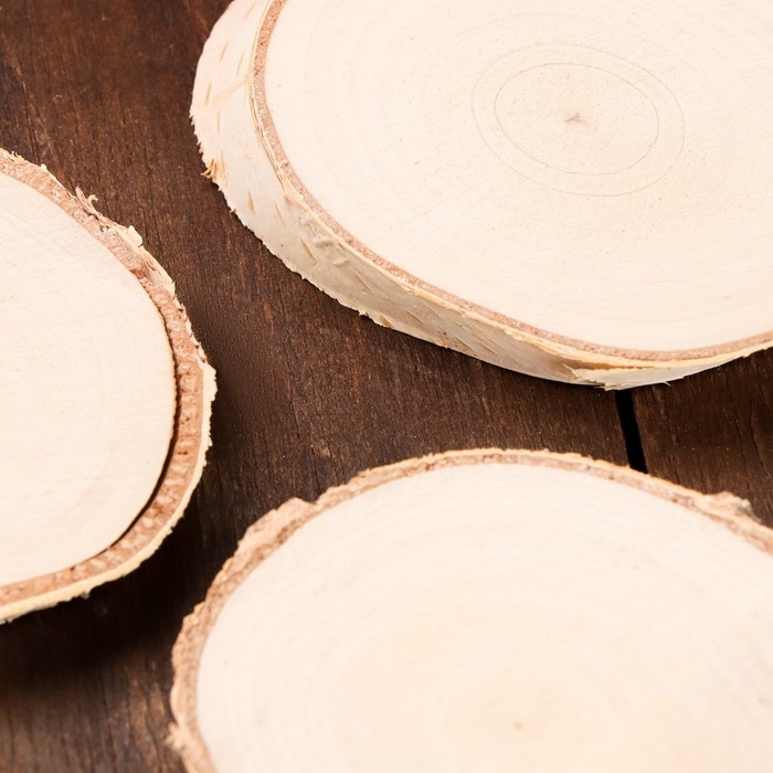 Набор из спилов дерева, 6,5х6 см +/-2см, 10 шт