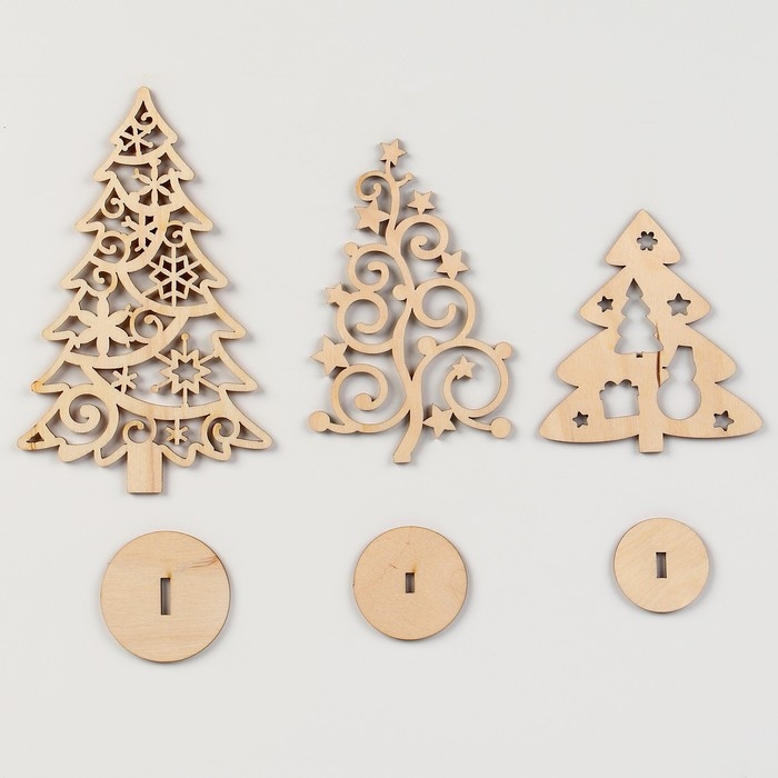 Заготовки для творчества на новый год &laquo;Елочки на подставке&raquo;, 3 шт