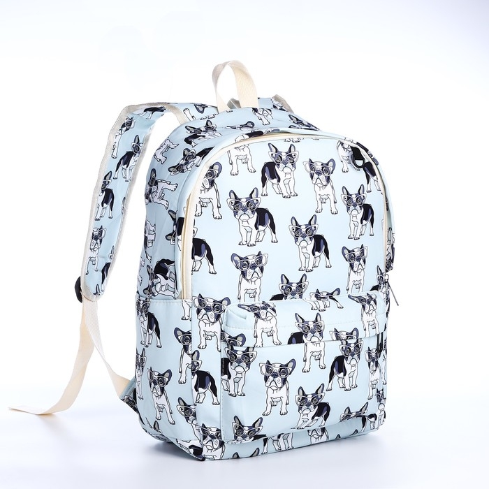 Рюкзак школьный из текстиля на молнии, 3 кармана, пенал, цвет голубой