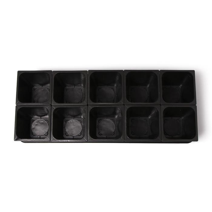 Набор для рассады: стаканы по 1 л (10 шт.), поддон 61 &times; 23 см, чёрный