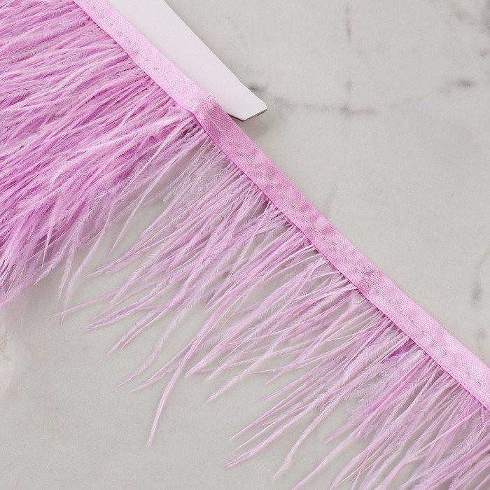Тесьма с перьями страуса, 8-10 см, 5 &plusmn; 0,5 м, цвет сиреневый