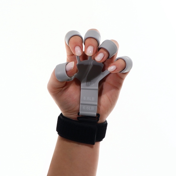 Массажёр для разработки рук и пальцев, с манжетом, 8 &times; 14 &times; 2,8 см, цвет серый