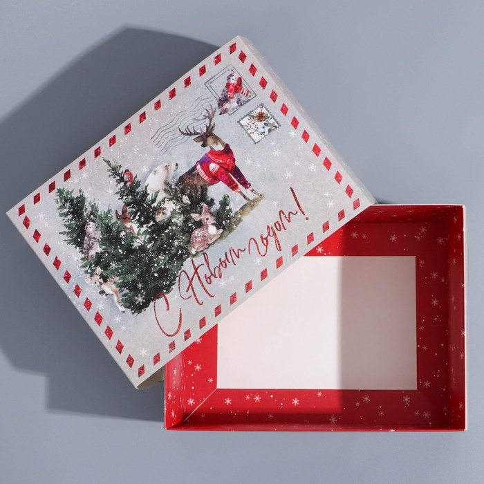 Подарочная коробка складная, новогодняя&laquo;Новогодняя акварель&raquo;, 20 х 15 х 8 см, Новый год