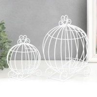 Подсвечник металл "Карета-тыква" белый набор 2 шт 16х12х9 см 20х14,5х12 см