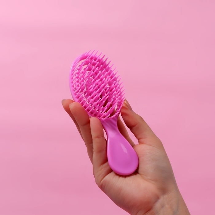 Расчёска - мини массажная, 5,5 &times; 14 см, цвет розовый